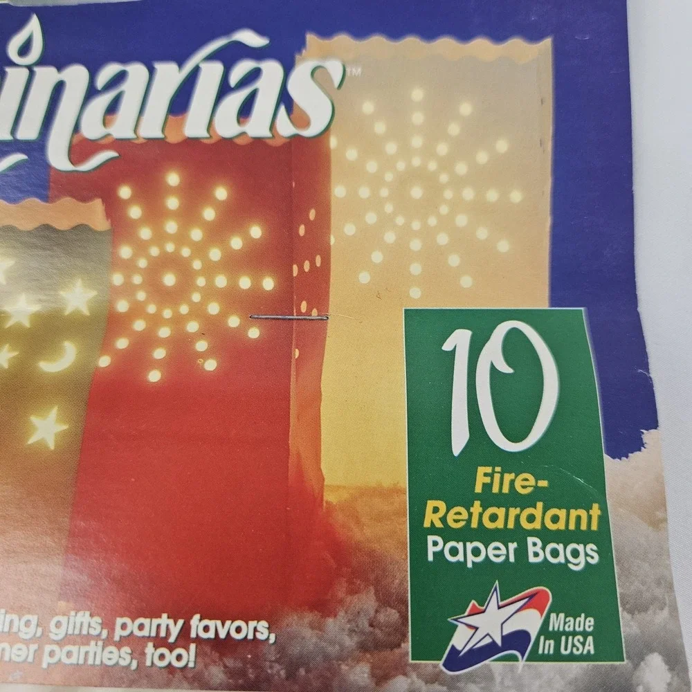 Vintage Luminarias 10 White Candle Bags Paper Holiday Light Styles USA